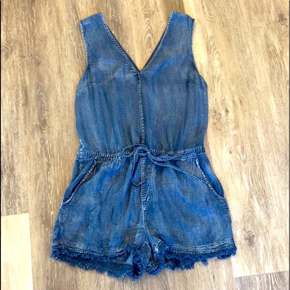 *SOLD*It’s Always Sunny Tencel Pocketed Denim Romper - Picture 2 of 5